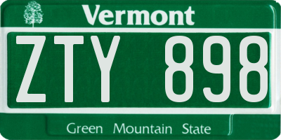 VT license plate ZTY898