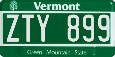 VT license plate ZTY899