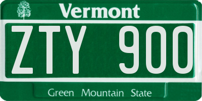 VT license plate ZTY900