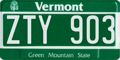 VT license plate ZTY903
