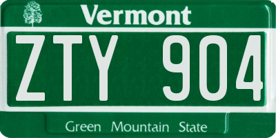 VT license plate ZTY904