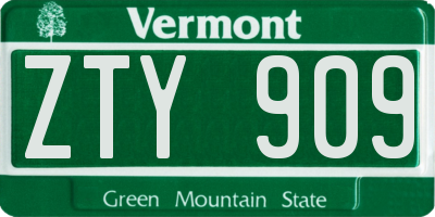 VT license plate ZTY909