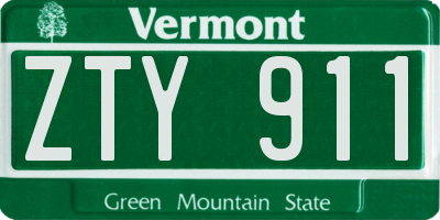 VT license plate ZTY911