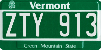 VT license plate ZTY913