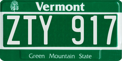 VT license plate ZTY917