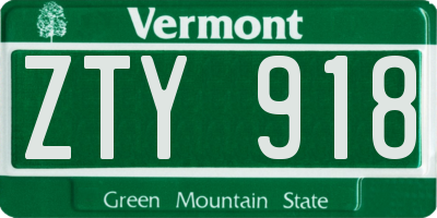 VT license plate ZTY918