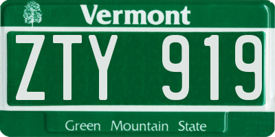VT license plate ZTY919