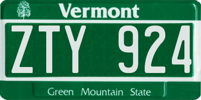 VT license plate ZTY924