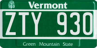 VT license plate ZTY930
