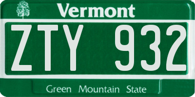 VT license plate ZTY932