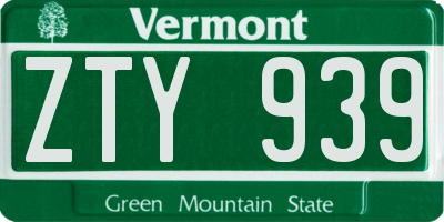 VT license plate ZTY939