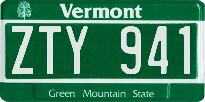 VT license plate ZTY941