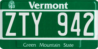 VT license plate ZTY942