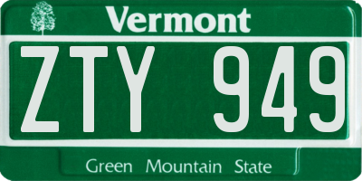 VT license plate ZTY949