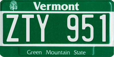 VT license plate ZTY951