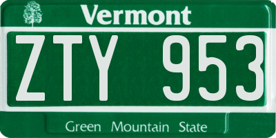 VT license plate ZTY953