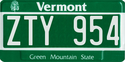 VT license plate ZTY954