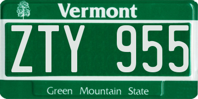 VT license plate ZTY955
