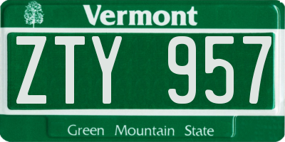 VT license plate ZTY957
