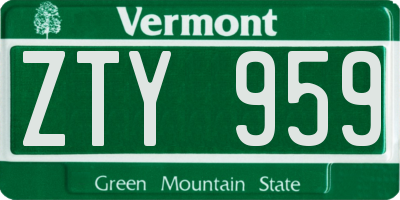 VT license plate ZTY959