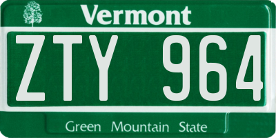 VT license plate ZTY964