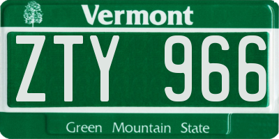 VT license plate ZTY966