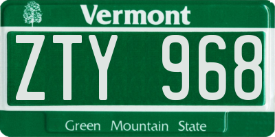 VT license plate ZTY968
