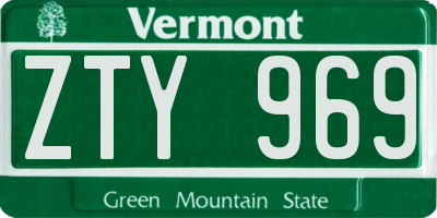 VT license plate ZTY969