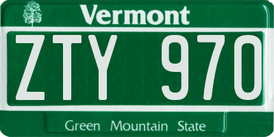 VT license plate ZTY970