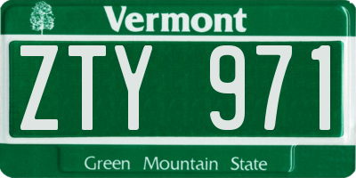 VT license plate ZTY971