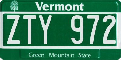 VT license plate ZTY972