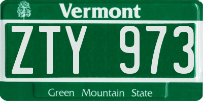 VT license plate ZTY973