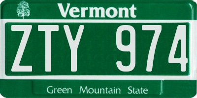 VT license plate ZTY974