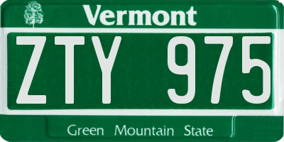 VT license plate ZTY975