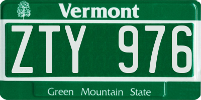 VT license plate ZTY976
