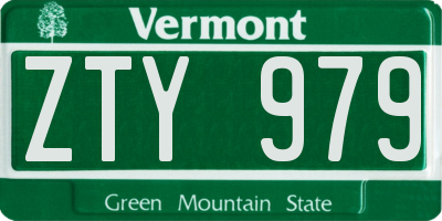 VT license plate ZTY979