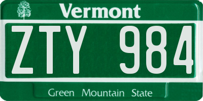 VT license plate ZTY984