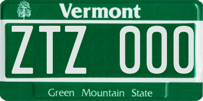 VT license plate ZTZ000