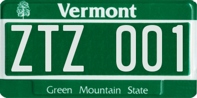 VT license plate ZTZ001