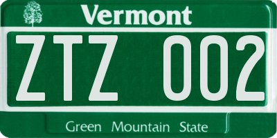 VT license plate ZTZ002
