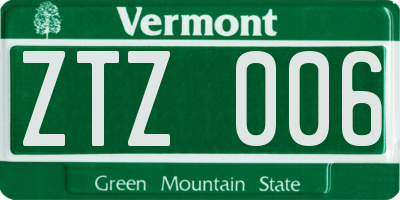 VT license plate ZTZ006