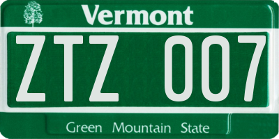 VT license plate ZTZ007