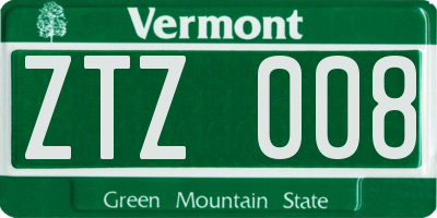 VT license plate ZTZ008