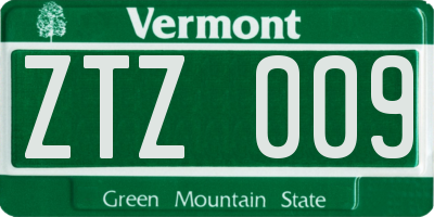 VT license plate ZTZ009