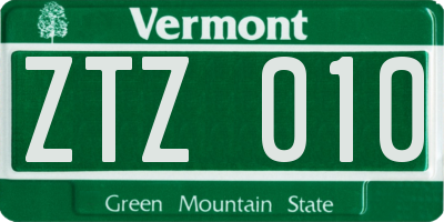 VT license plate ZTZ010
