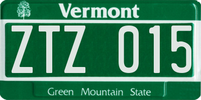 VT license plate ZTZ015