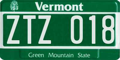 VT license plate ZTZ018