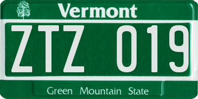 VT license plate ZTZ019