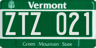 VT license plate ZTZ021