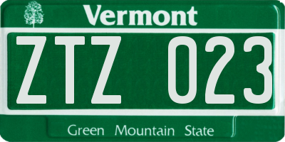 VT license plate ZTZ023